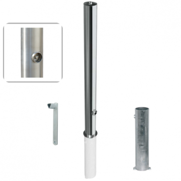 Uitneembare parkeerpaal rvs 76 mm met driekantslot