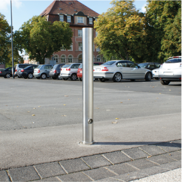 Uitneembare parkeerpaal rvs Ø89 mm omgeving