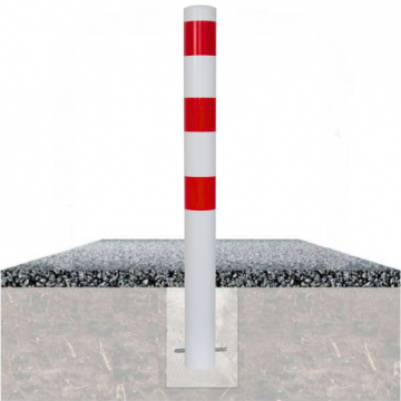 Vaste parkeerpaal 102 mm wit rood om te betonneren met fundering