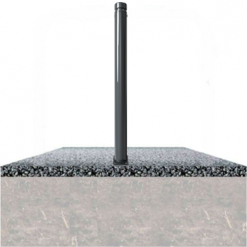 Vaste parkeerpaal 60 mm met vlakke kop en voetplaat verankering op fundering