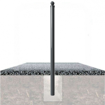 Vaste parkeerpaal 60 mm met bolvormige kop om te betonneren met fundering