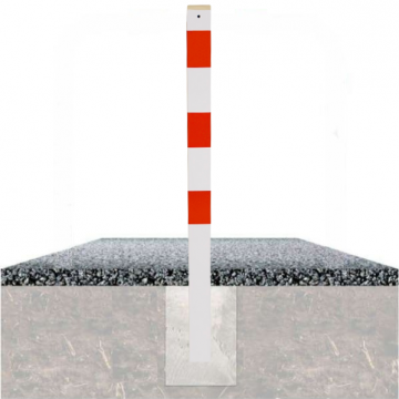 Vaste parkeerpaal 70x70 mm wit rood om te betonneren in fundering