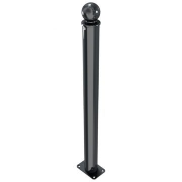 Vaste parkeerpaal 76 mm met bolvormige kop en voetplaat verankering
