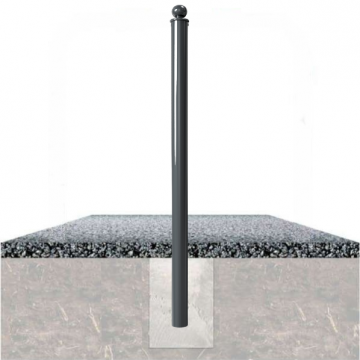 Vaste parkeerpaal 76 mm met bolvormige kop om te betonneren met fundering
