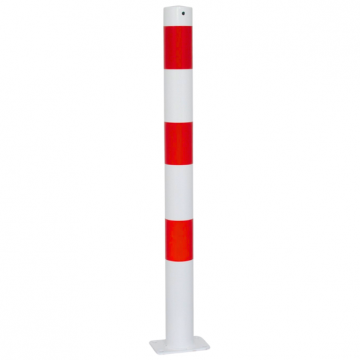 Vaste parkeerpaal 76 mm wit rood met voetplaat verankering