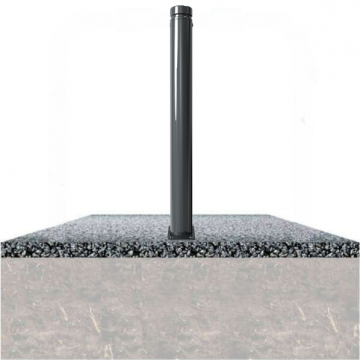 Vaste parkeerpaal 82 mm met vlakke kop en voetplaat verankering op fundering