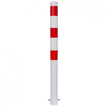 Vaste parkeerpaal 89 mm wit rood om te betonneren