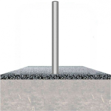 Vaste parkeerpaal rvs 89 mm met voetplaat verankering op fundering